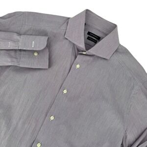 Suitsupply Mens Purple Micro Stripe‎ Cotton Two Ply Dress Shirt 15.5 L 39-7